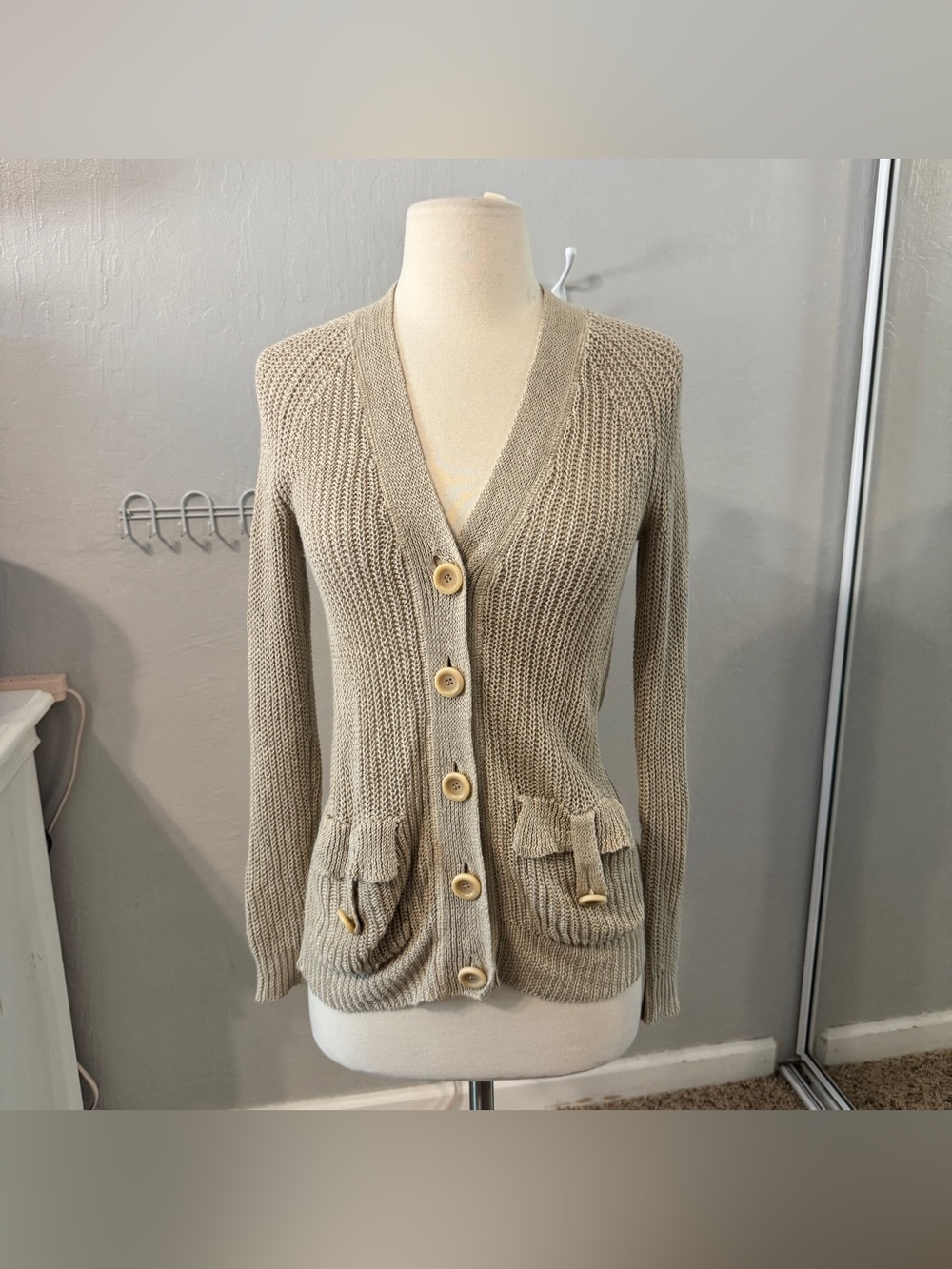 Y2K J. Crew Tan Knit Cardigan